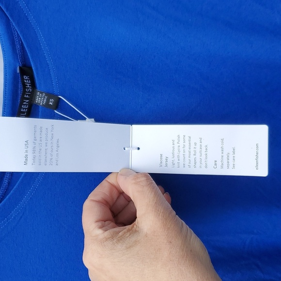 Eileen Fisher & NWT Deepsky Blue Crew Neck LS top USA XS - Picture 7 of 8